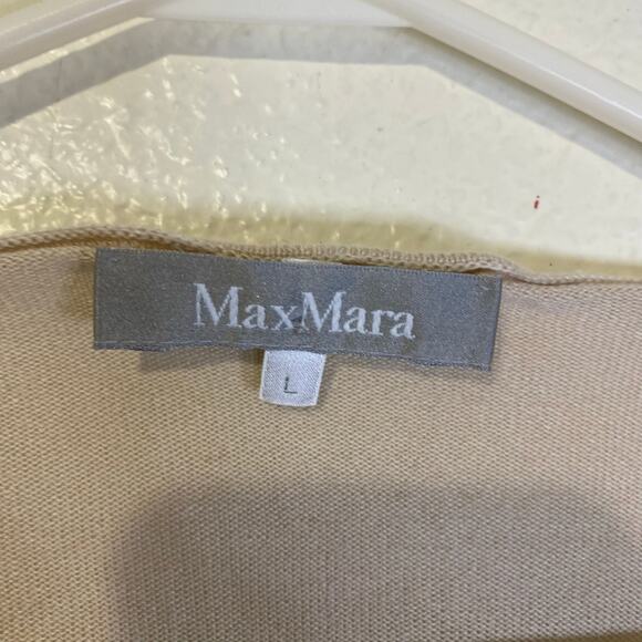 MaxMara Beige Silk Cashmere Square Neck Long Sleeved Shirt Size Large - Picture 3 of 7